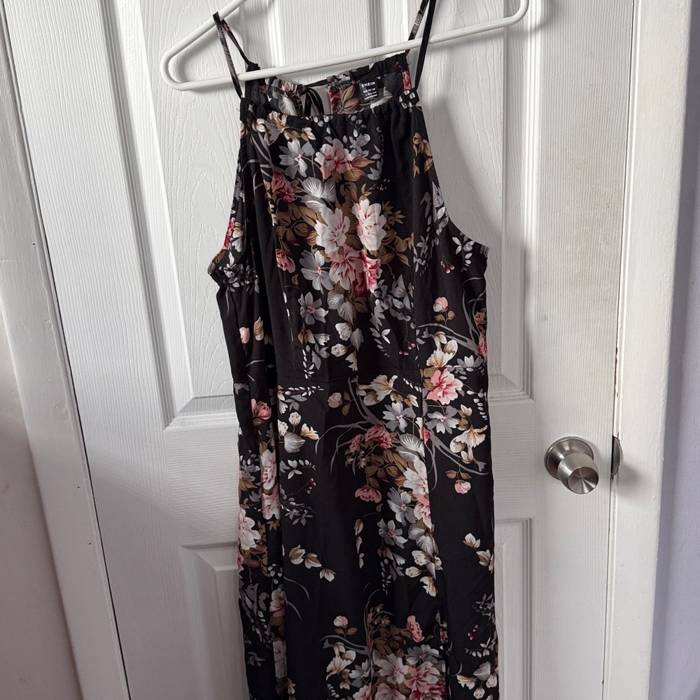 Floral Black Sleeveless Dress